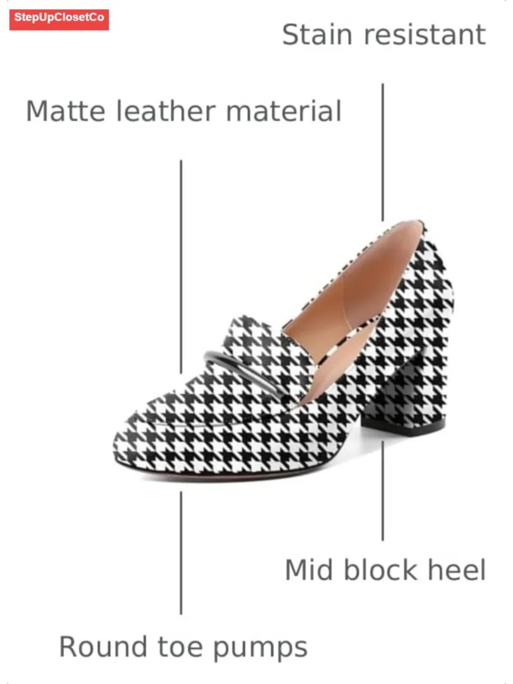 Heeled Loafers for Women Block Chunky Heels Round Toe Pumps Work Shoes 2.5 Inch